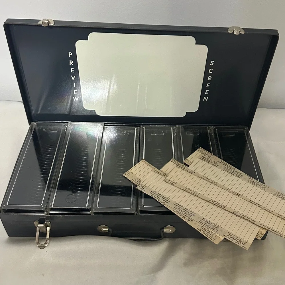 Mico‎ Slide Tray Chest Vintage Metal Case Black Good 6 Trays Preview Screen